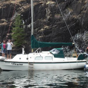 Met up with the owners (Gary & Laura) of my previous boat.  Westerly Centaur 26' in Tenedos Bay.
