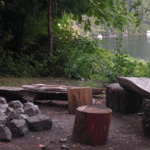 Campsite, NE corner, Tenedos Bay.  You can just see Nomad tied stern to.