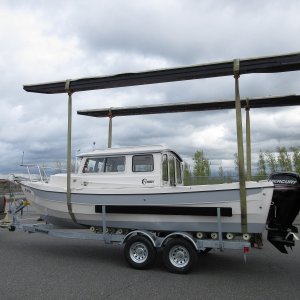 2017-04-18 Returning from service a week later, removing boat from trailer and onto work stand