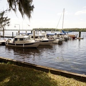 C Dory 7 at town dock of Welaka