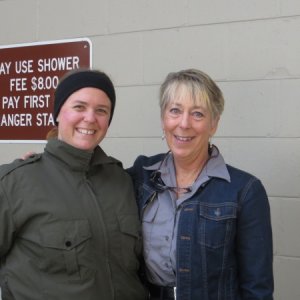 Laura a park ranger with one of the volunteers