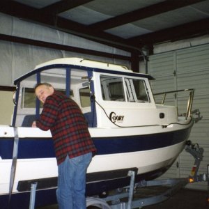 5 April 2003: C-Dory in temporary storage at the shop