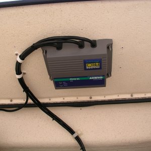 (Bluecrab) Battery charger mounted beneath seat.