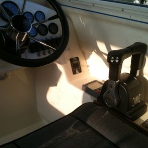 Autopilot just ahead of the throttle and windlass control ahead of autopilot