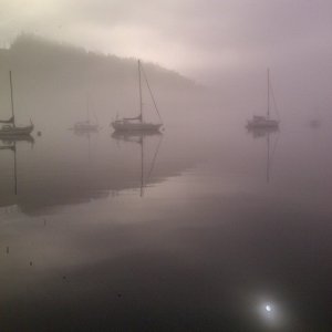 Early morning fog, Montague Harbour, September 9, 2013