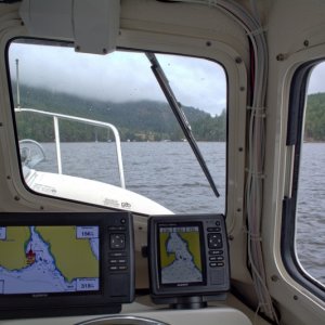 Media 'Continuing on to Genoa Bay where Brock managed to secure dock space for 2 boats.' in album 'We got kicked out of Ladysmith for being too rowdy. They made us leave despite the strong breeze!'