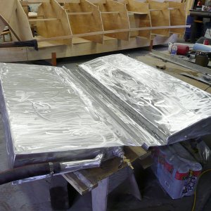 un-painted fuel tanks undergoing pressure test at 6 psi