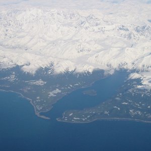 Lituya Bay, Alaska from 30K feet