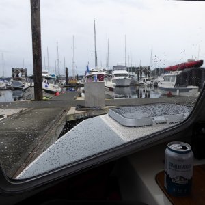 Media 'Waiting out the rain shower on Saturday evening.' in album 'Launching at Cap Sante Marina in Anacortes Friday morning May 20th'