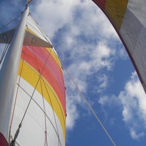 Sails on 55ft SailCat - kuai