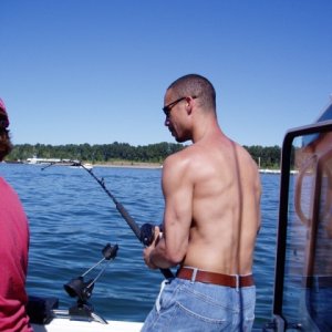 Son Jake reeling in a shaker