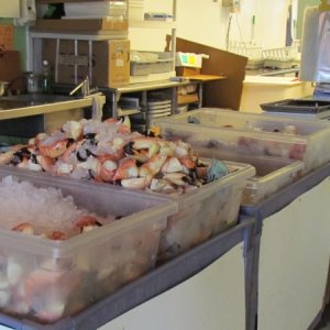 Lots of Stone Crab claws,at Keys Fisheries, Key Largo