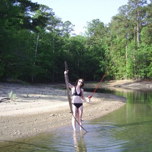 Kim caught a big stick