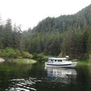Anchorage at Little Basket Creek off Chatham Stratit to check out tunnel myth.