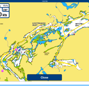 Tracks of exploring Kootznahoo Inlet near Angoon