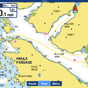 Tracks.  Piehle Passage to Falcon Arm of Khaz Bay anchorage