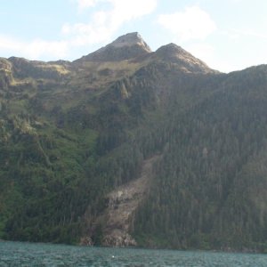 Large landslide Slocum Arm, Khaz Bay