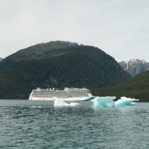 Another cruise ship Endicott Arm.  In early cruises here there we didn?t see any cruise ships small or large.