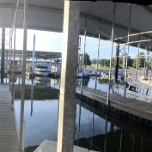 A panoramic of the first 6 or 7 boats at the gathering.