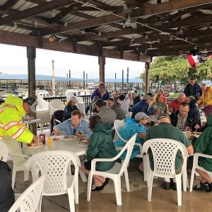Potluck at Alton Marina. Red and White Hots provided by Jay & Terry