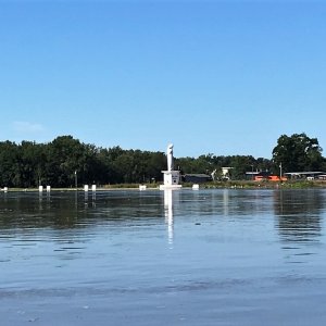 Media 'Our Lady of the Rivers statute in Portage Des Sioux' in album 'A panoramic of the first 6 or 7 boats at the gathering.'