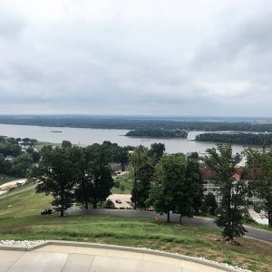 Media 'View of Illinois and Mississippi Rivers from Aeries Resort.' in album 'A panoramic of the first 6 or 7 boats at the gathering.'