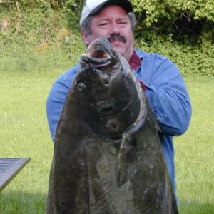 Craig's 78 lb halibut caught at Heine Bank, 2002.