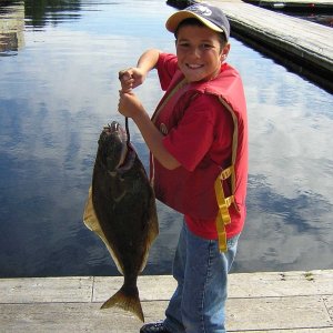 (Mason C. Bailey) Mason's first halibut