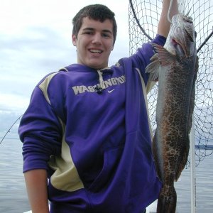 5-28-11 Mason with a small ling caught off Port Townsend.