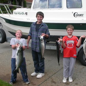 Good day getting into coho at Meadow Pt down half way to Richmond Beach.  All caught on hootchies 80' deep.  9/7/09