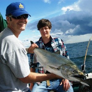 King on the opener.  7/16/2011.  Also saw a grey whale brake the water 20 yards behind the boat.  what a sight to see as a bonus