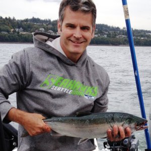 coho (1 of 4) on Monday after work.  67' on glow squid.  9/14/15
