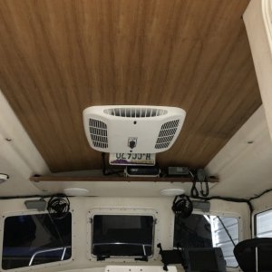 Media 'I had Wefings install the A/C.. the roof on the 04 cd25 is not cored and only 1/4? thick. So we used 2 1/4? sheets of exterior plywood and 1) 1/4? sheet of teak plywood. Now the roof is 1? thick very much able to support the A/C' in album 'Bringing it home after buying'