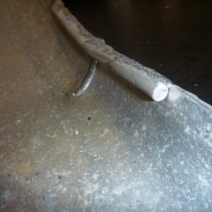 another shot of the 3/8 round rod welded in to try and prevent cracks. We are trailering to Yellowstone and Grand Teton from Pa. in early August.  so we shall see how well this works. It held up well 6600 miles no recracking.