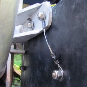 5/16 thick multiply conveyor belting, 90 # stainless stranded fishing wire with crimped ends for license plate retention