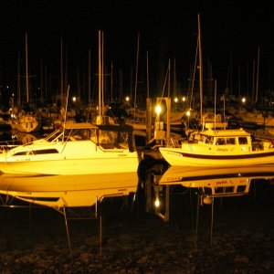 Media 'Over night at Port Townsend with the Julie Anne crew.  Dark night on the water.' in album 'Ed Monk desing circa 1930-40, seen in Mystery Bay, Marrowstone Island.'