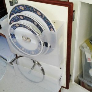Media 'Standard plastic file holders make simple plate storage alternative to teak racks' in album 'Using fishing pole mounts for custom stern Line roller allows you to store roller out of the way when not fishing'