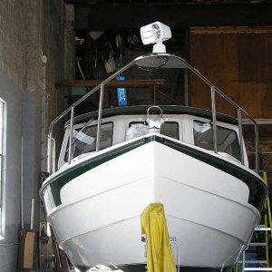 The off-center bow rail.  This was replaced.