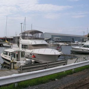 Docked at Oswego, NY.  Which do you think we like best!!!