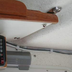 Media 'Finish off with washer and acorn nut.' in album 'Parts for overhead shelf fix.
Bolt is flat headed "toilet bolt"'