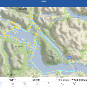 Our Delorme In Reach tracks on Atlin Lake