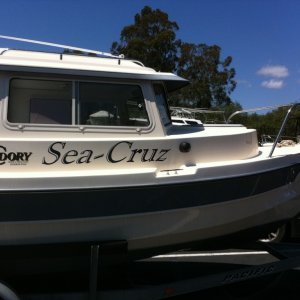Media 'Happy with BoatUS boat name graphic' in album 'Christening of "Sea Cruz" in Santa Cruz harbor'