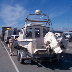 (seabran) Karen and SeaSpray waiting for the ferry.