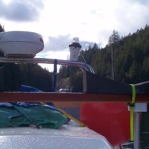 Pic of kayak and dinghy rack on SeaSpray.