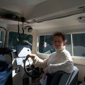 (seabran) Karen in the drivers seat - Prideaux Haven.