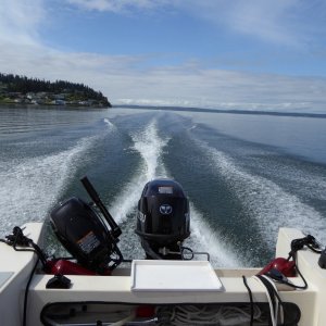 It was flat calm all the way from Edmonds to Hope Island.  I cruised at around 4200 RPM, took almost 2.5 hours.