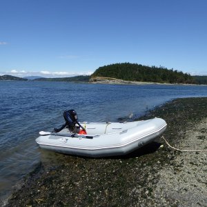 In the early afternoon I took the dinghy over to neighboring Skagit Island, where I am beached here.