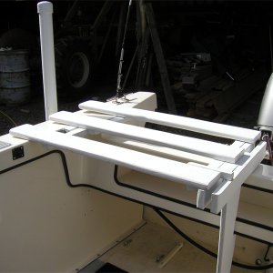 The starboard half of the sun deck in place