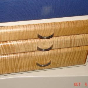 Finished drawers with seat base back in boat.