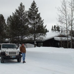 Media 'Jay by jeep in front Colter Bay, Marina Information Building' in album 'DSC00006'